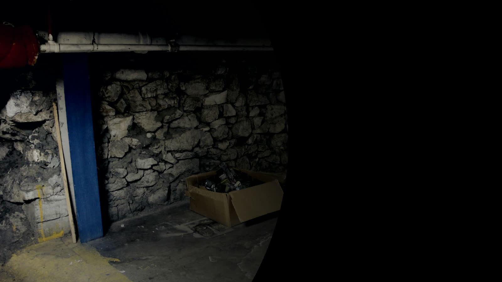 Historic stone foundation and basement space inside the Commercial.